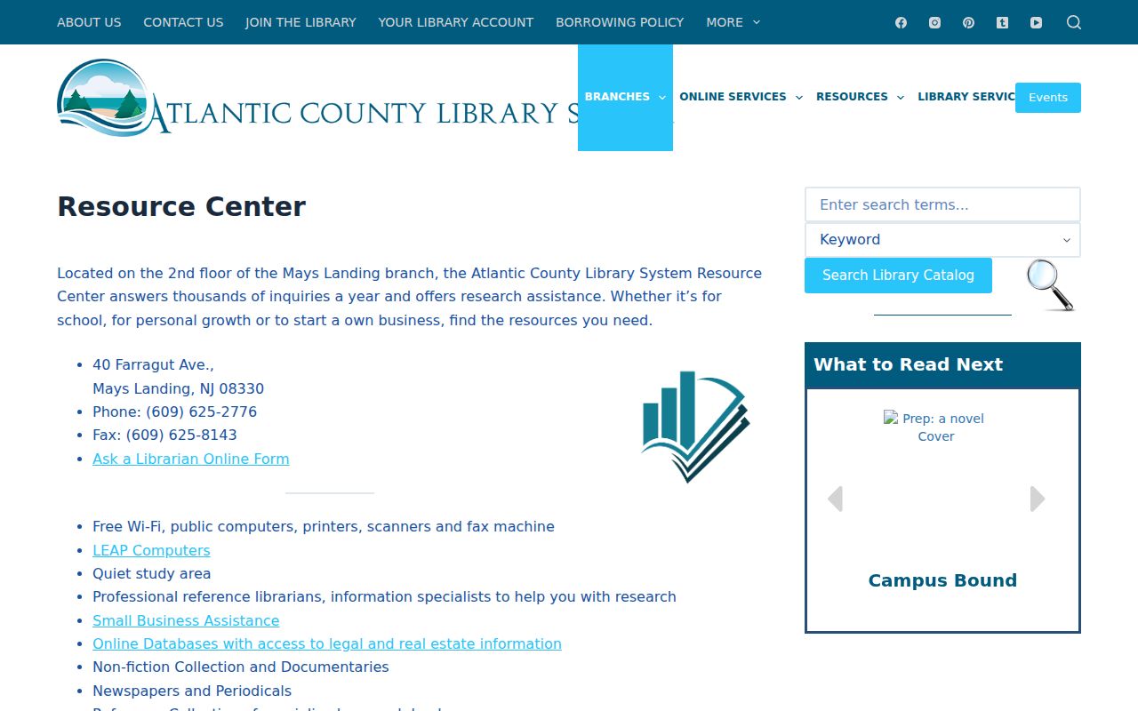 Galloway city directory research resources at the Atlantic County Library System Reference Center