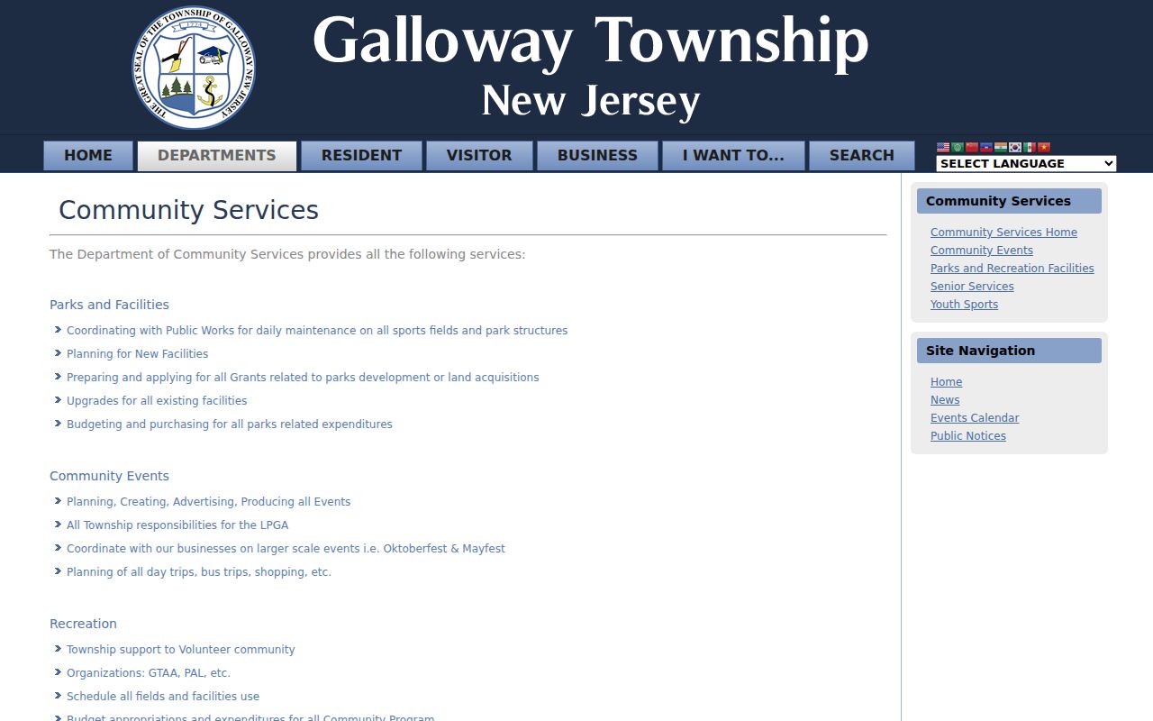 Galloway neighbors Community Services public organization page
