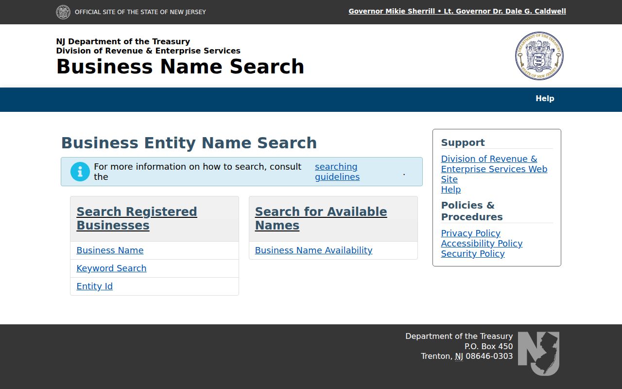 Galloway resident lookup New Jersey business name search modes