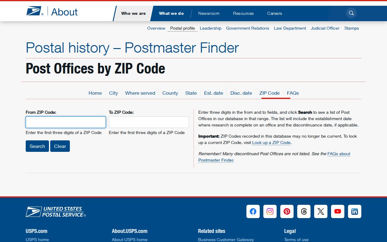 Galloway ZIP directory USPS Postmaster Finder historical reference